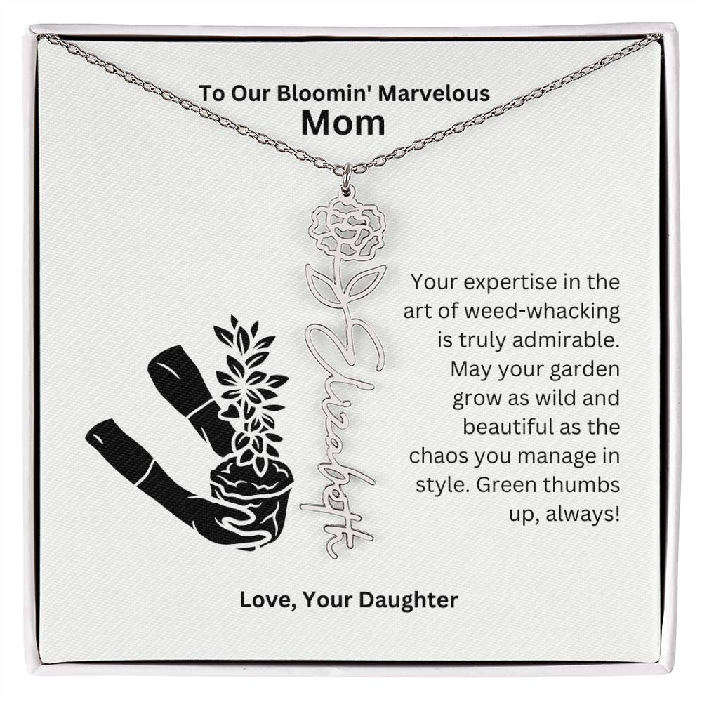 Mom - Garden Grow As Wild Flower Name Necklace