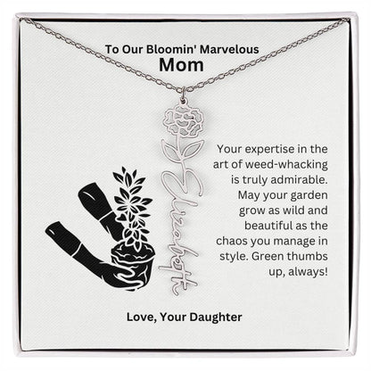 Mom - Garden Grow As Wild Flower Name Necklace