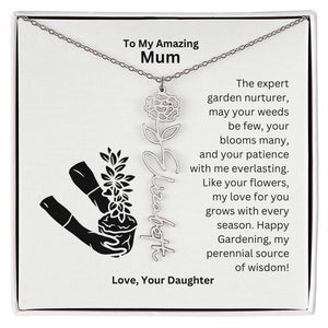 Mum - My love For You Grows With Every Season Flower Name Necklace
