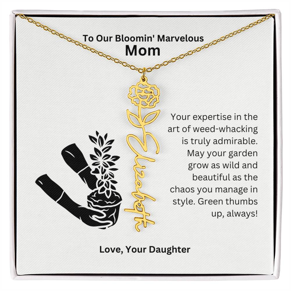 Mom - Garden Grow As Wild Flower Name Necklace