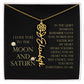 Love You To Moon and Saturn - My Heart Speaks Volumes Flower Name Necklace