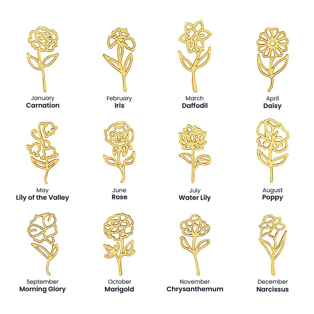 Love You To Moon and Saturn - My Heart Speaks Volumes Flower Name Necklace