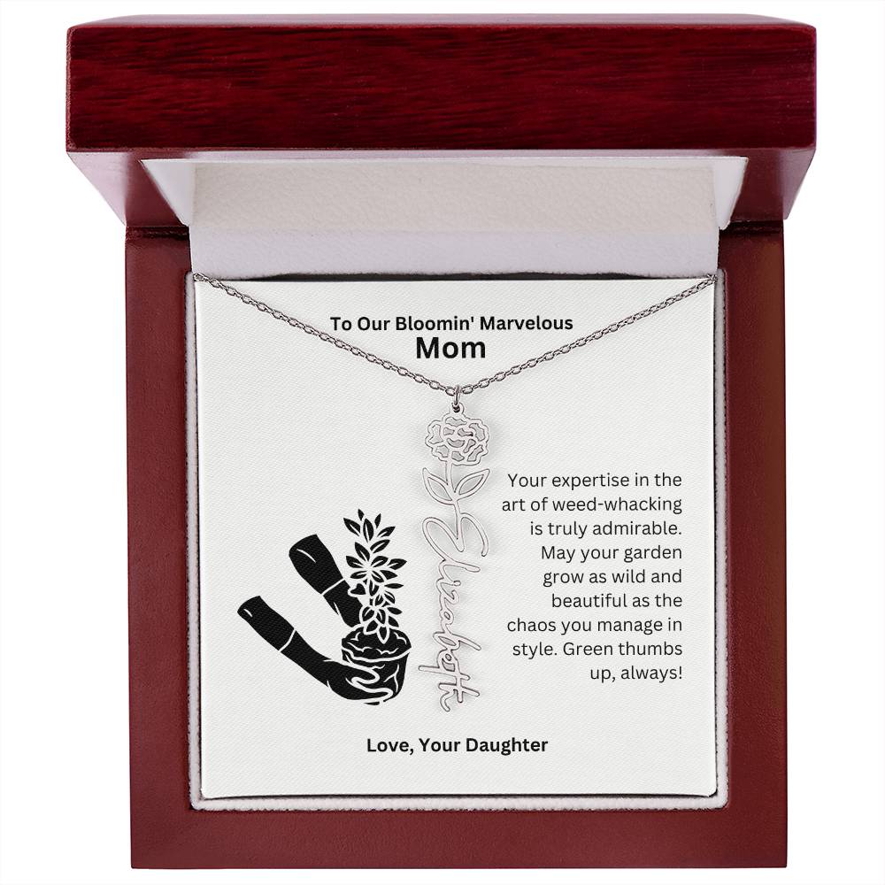 Mom - Garden Grow As Wild Flower Name Necklace