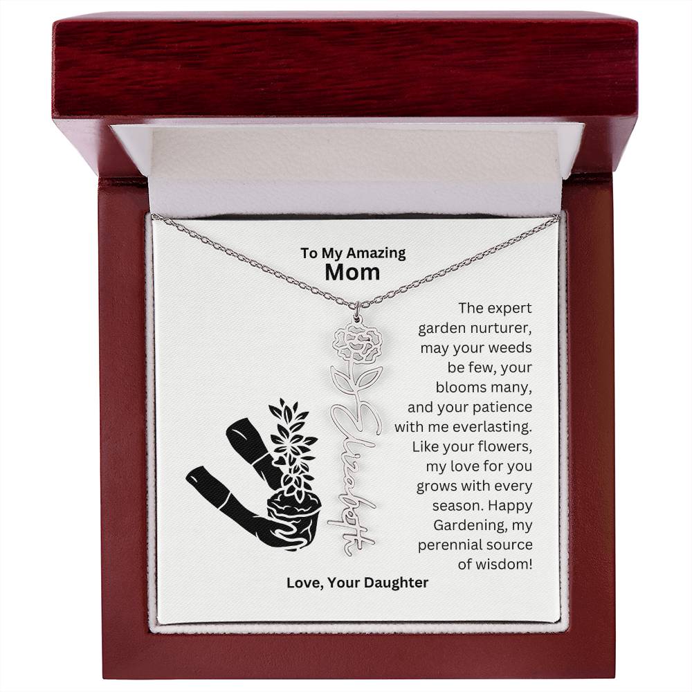Mom - My love For You Grows With Every Season Flower Name Necklace