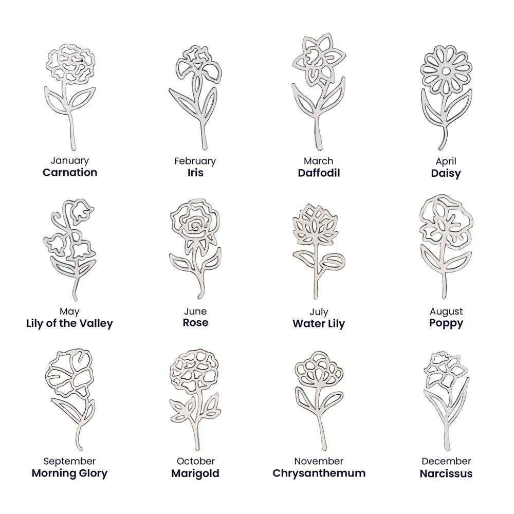 Love You To Moon and Saturn - Moment Apart, How Deeply I Love You Flower Name Necklace