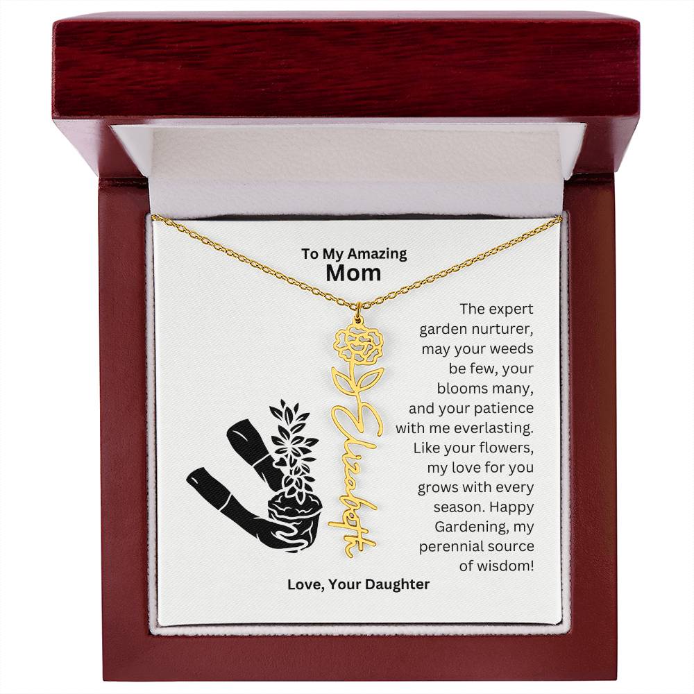 Mom - My love For You Grows With Every Season Flower Name Necklace