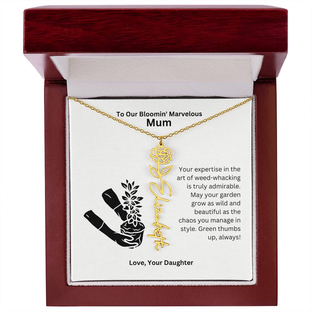Mum - Garden Grow As Wild Flower Name Necklace