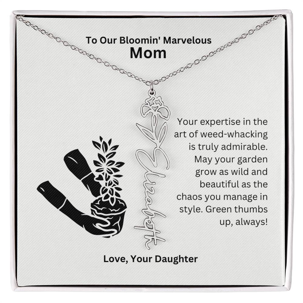Mom - Garden Grow As Wild Flower Name Necklace