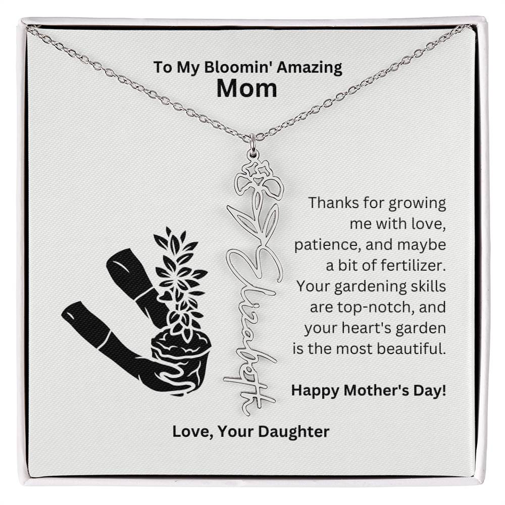 Mom - Growing Me With Love Flower Name Necklace