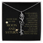 Love You To Moon and Saturn - Connection Remains Eternally Strong and True Flower Name Necklace