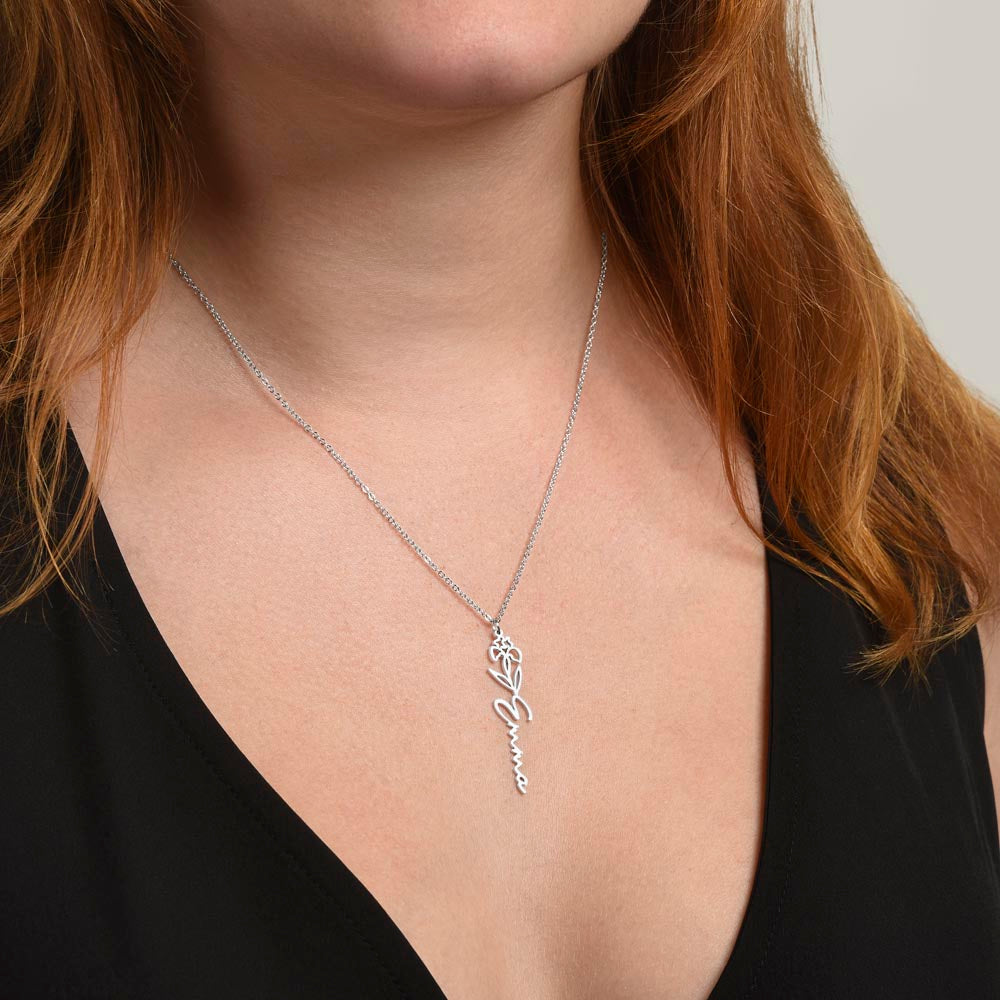 Love You To Moon and Saturn - My Heart Eternally Yours Flower Name Necklace