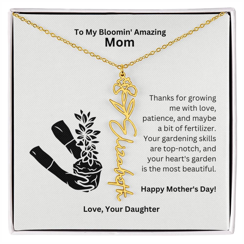 Mom - Growing Me With Love Flower Name Necklace