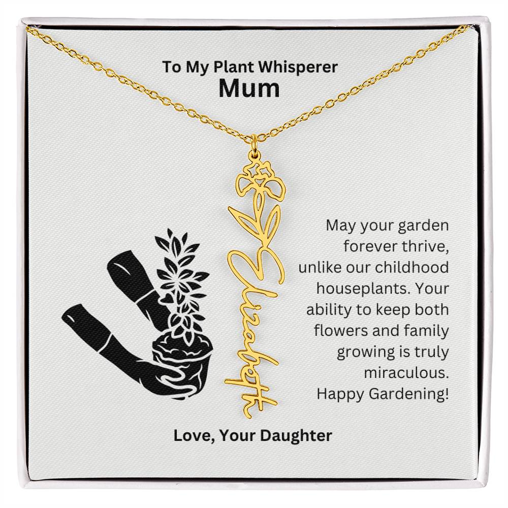 Mum - Keep Both Flowers and Family Growing Flower Name Necklace