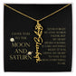 Love You To Moon and Saturn - Words Falter, My Heart Speaks Volume Flower Name Necklace