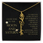 Love You To Moon and Saturn - Love Story Flower Name Necklace