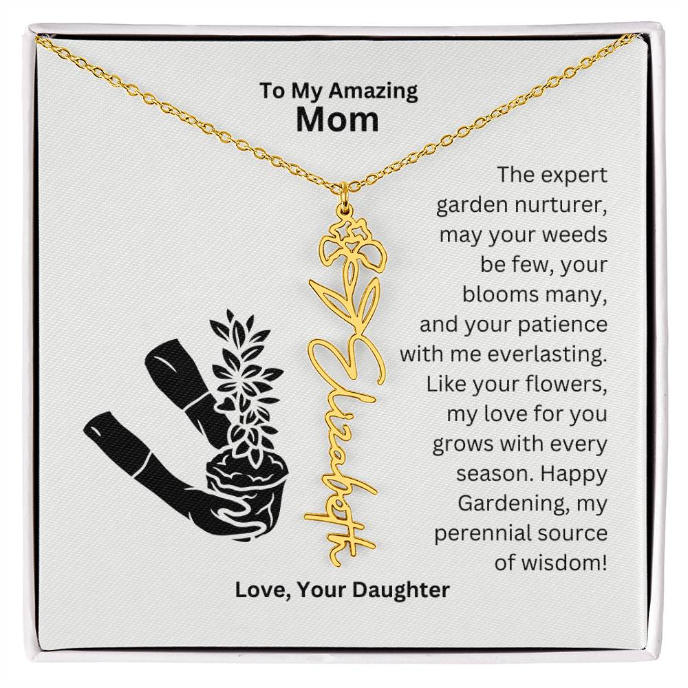 Mom - My love For You Grows With Every Season Flower Name Necklace