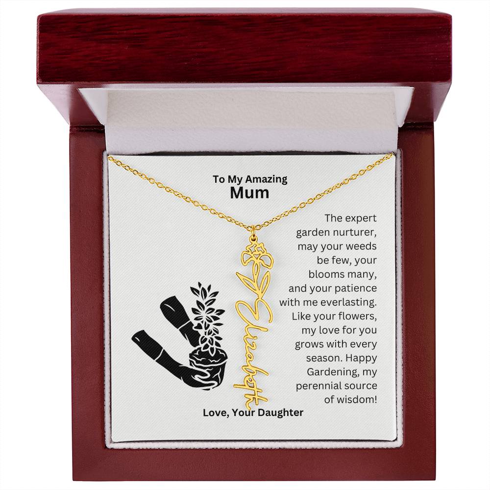 Mum - My love For You Grows With Every Season Flower Name Necklace
