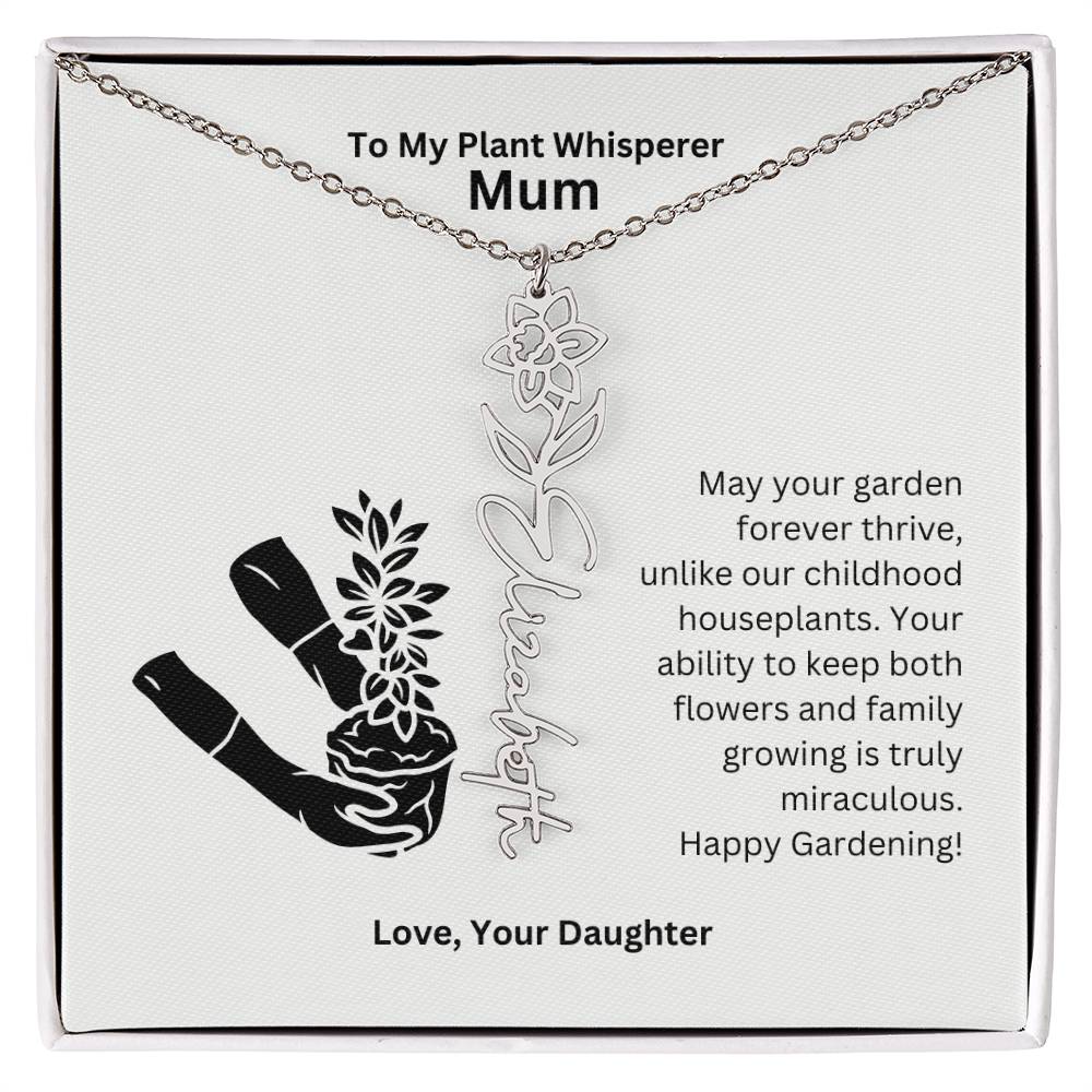 Mum - Keep Both Flowers and Family Growing Flower Name Necklace