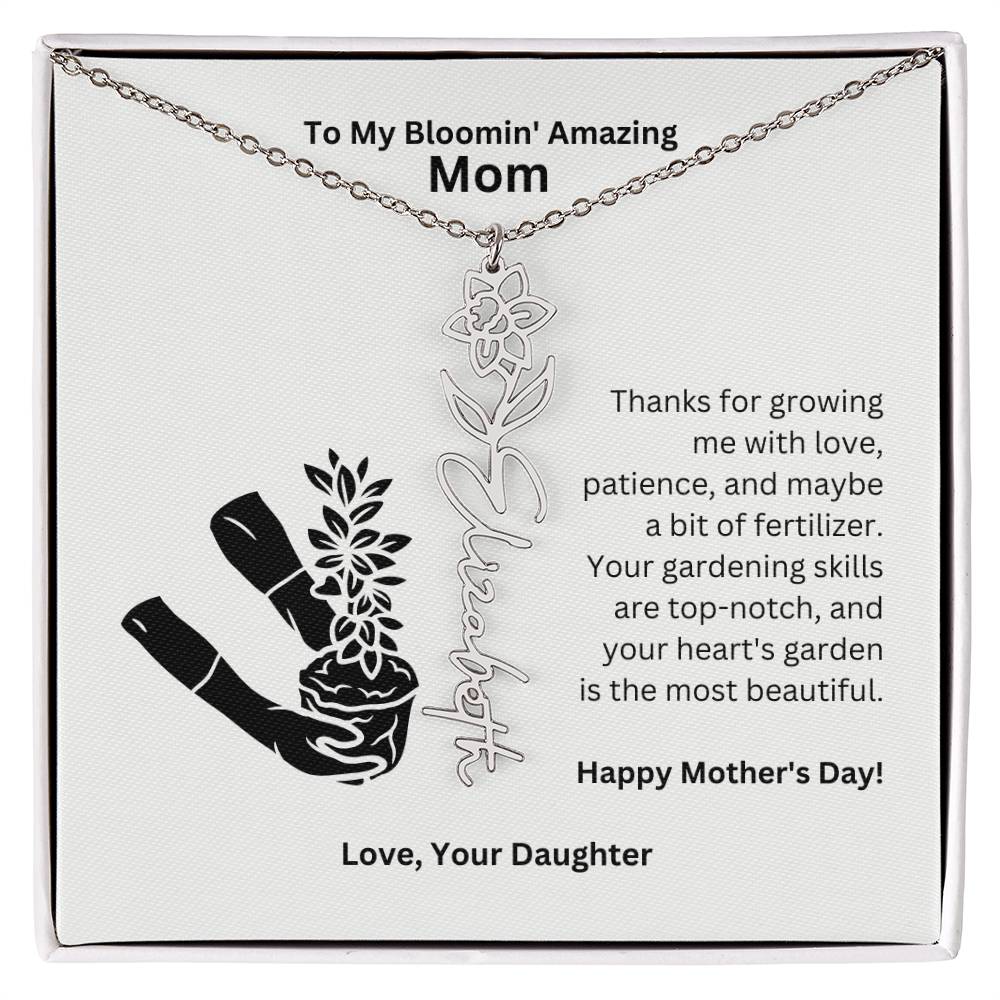Mom - Growing Me With Love Flower Name Necklace