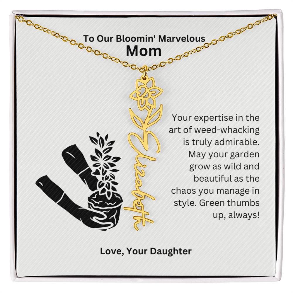 Mom - Garden Grow As Wild Flower Name Necklace