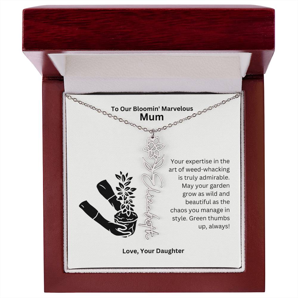Mum - Garden Grow As Wild Flower Name Necklace