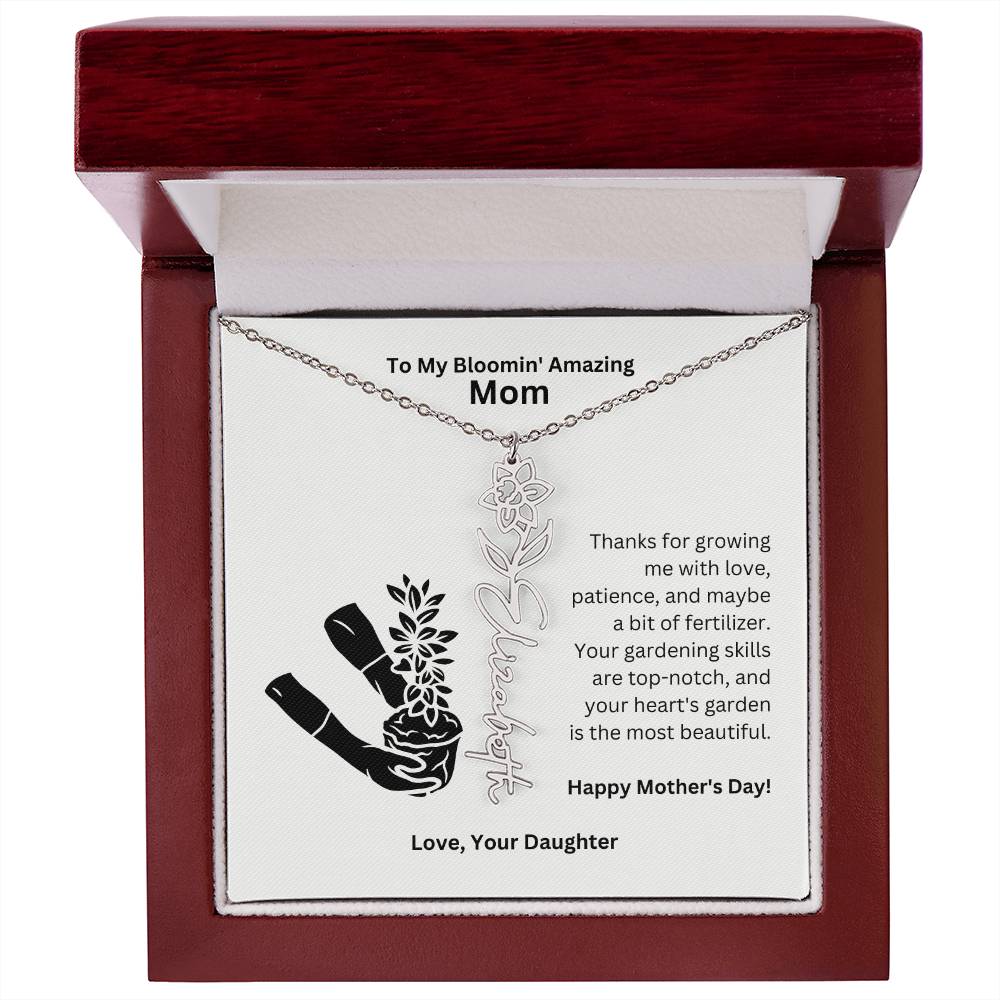 Mom - Growing Me With Love Flower Name Necklace