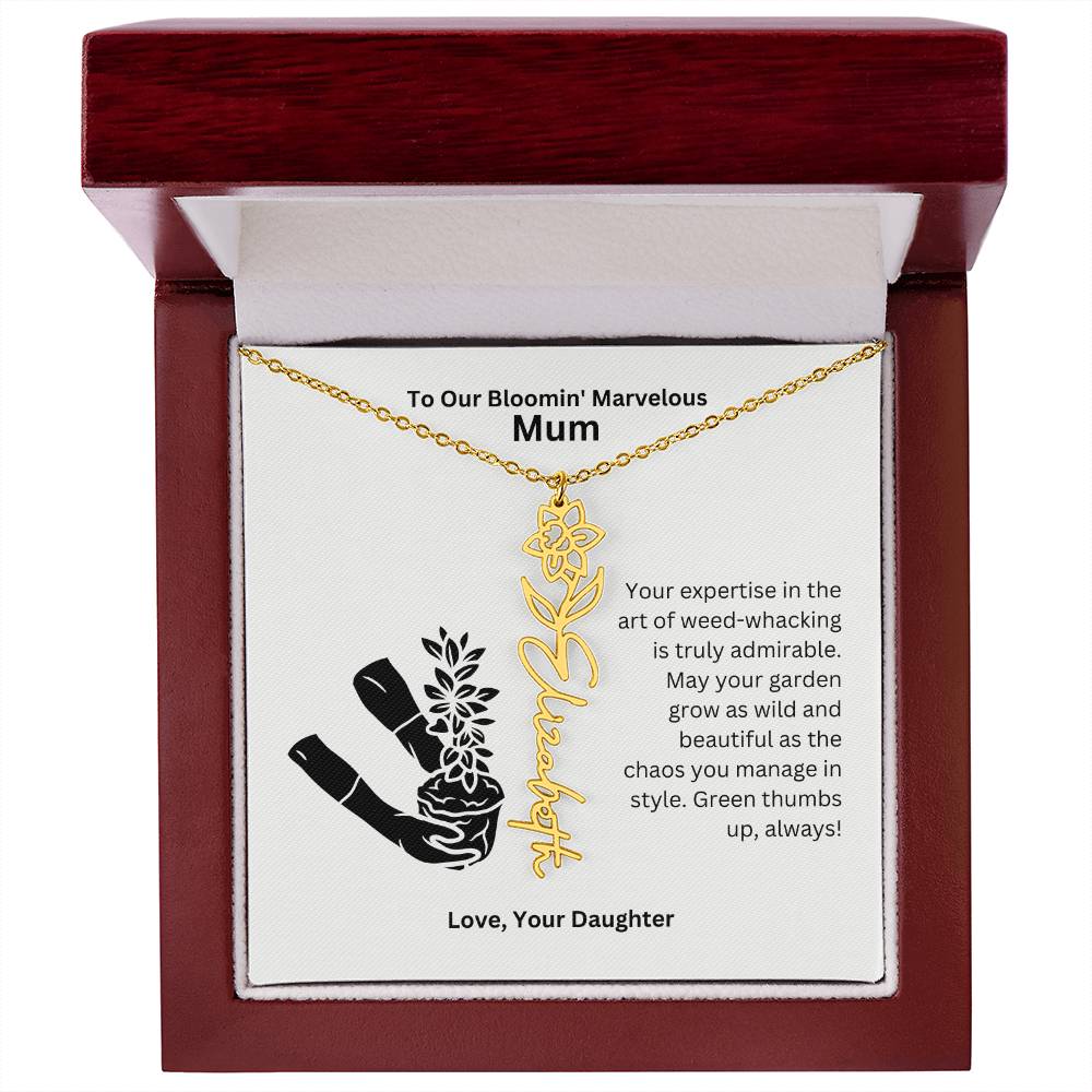 Mum - Garden Grow As Wild Flower Name Necklace