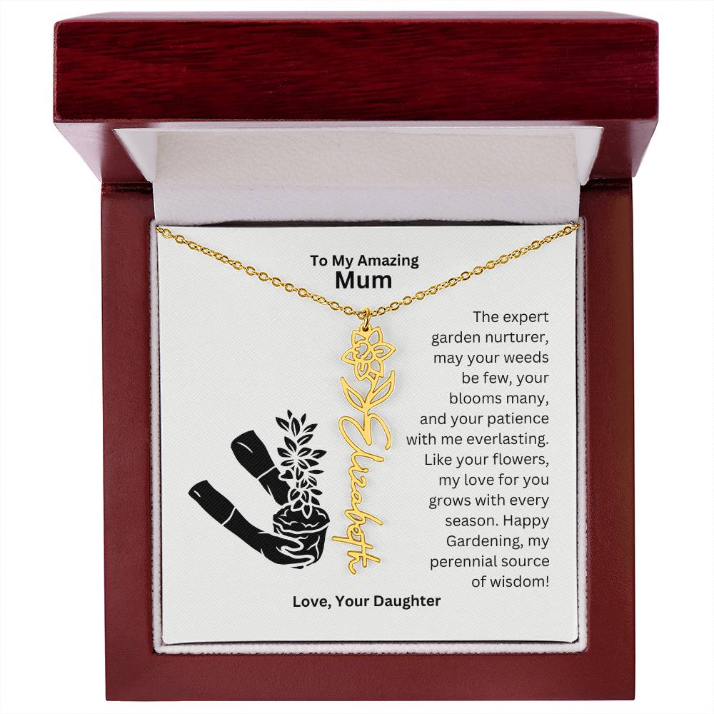 Mum - My love For You Grows With Every Season Flower Name Necklace