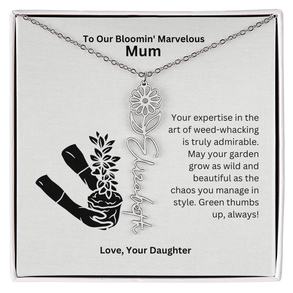 Mum - Garden Grow As Wild Flower Name Necklace