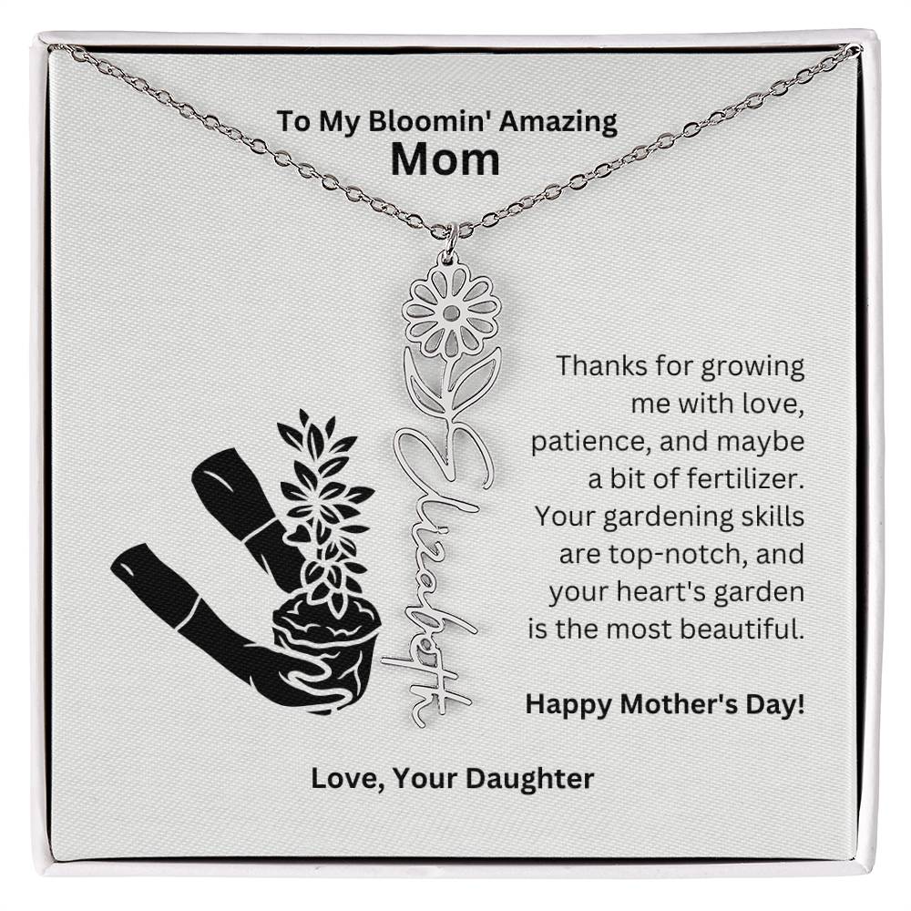 Mom - Growing Me With Love Flower Name Necklace