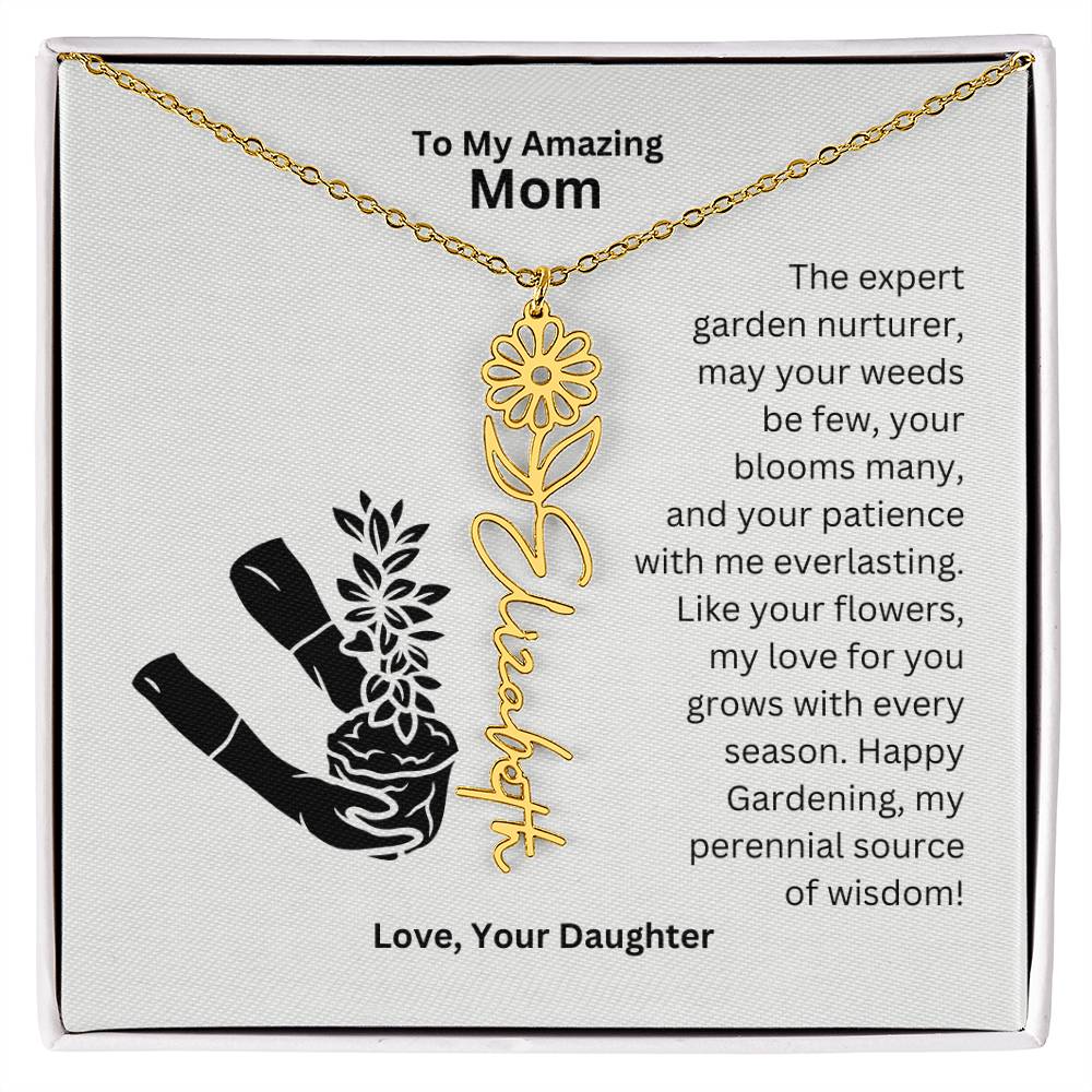 Mom - My love For You Grows With Every Season Flower Name Necklace