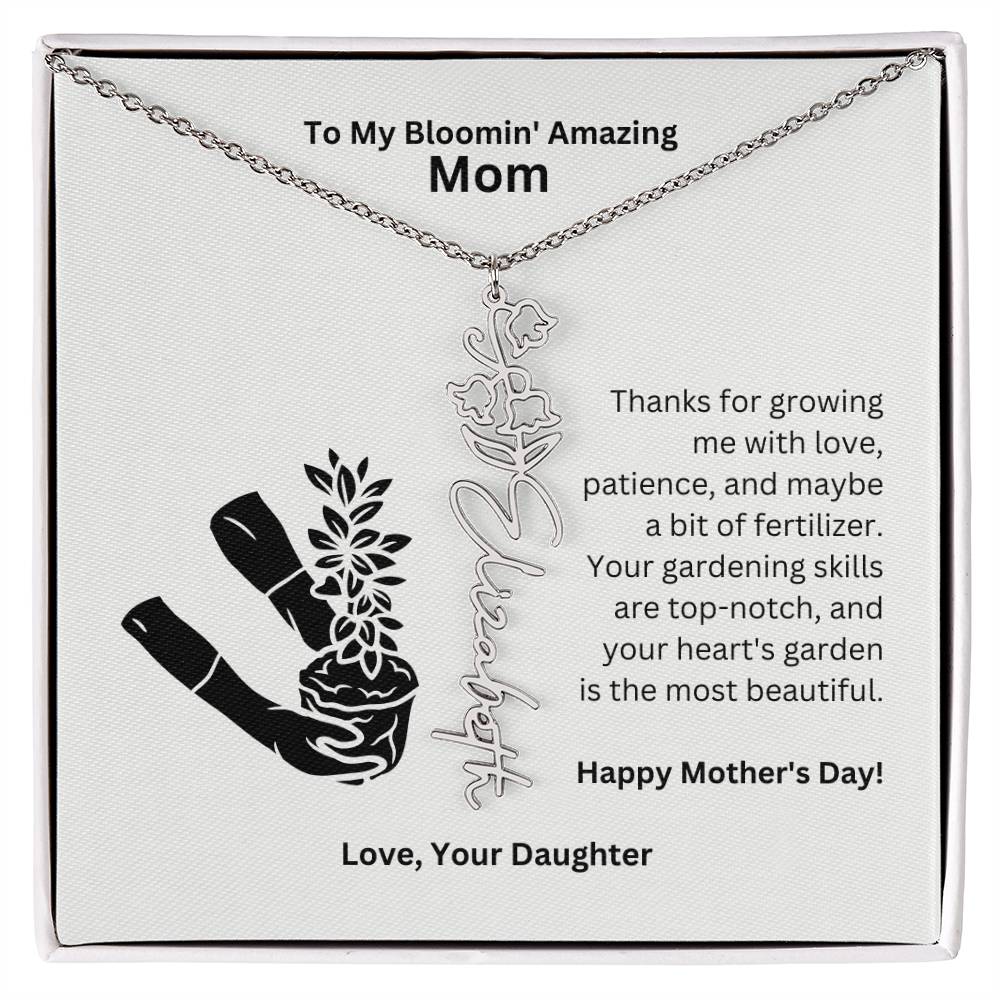 Mom - Growing Me With Love Flower Name Necklace