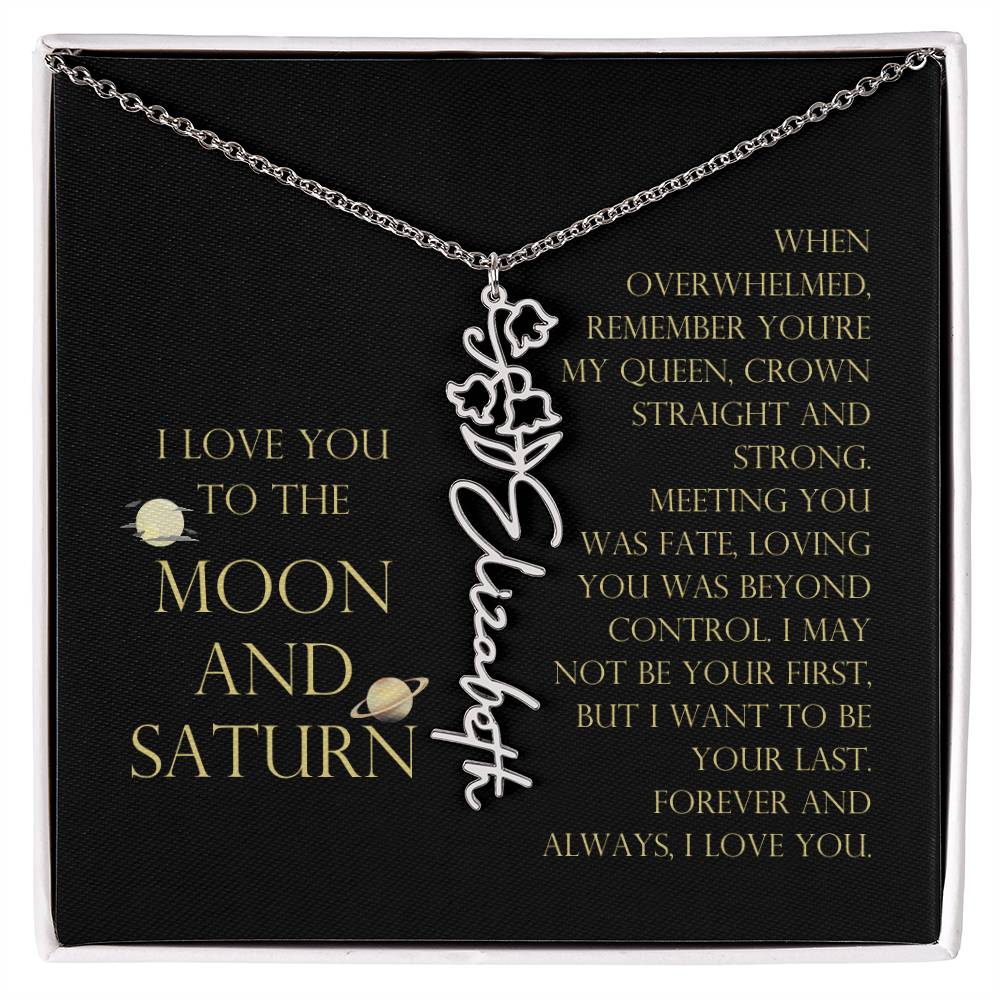 Love You To Moon and Saturn - Be Your Last Flower Name Necklace