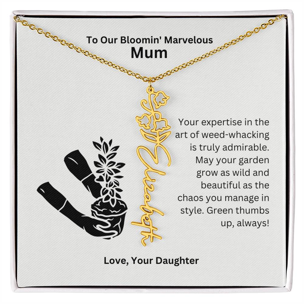 Mum - Garden Grow As Wild Flower Name Necklace