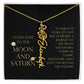 Love You To Moon and Saturn - Love Story Flower Name Necklace
