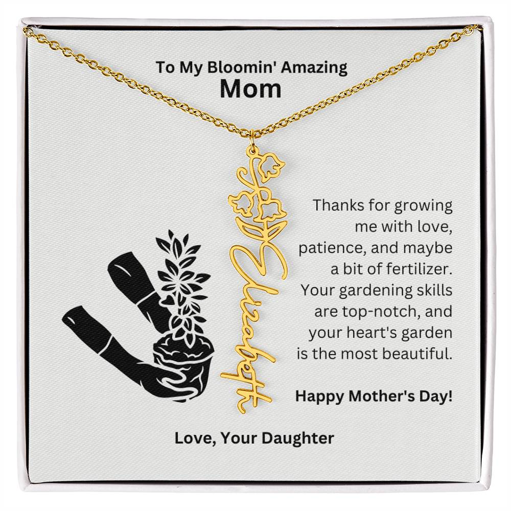 Mom - Growing Me With Love Flower Name Necklace