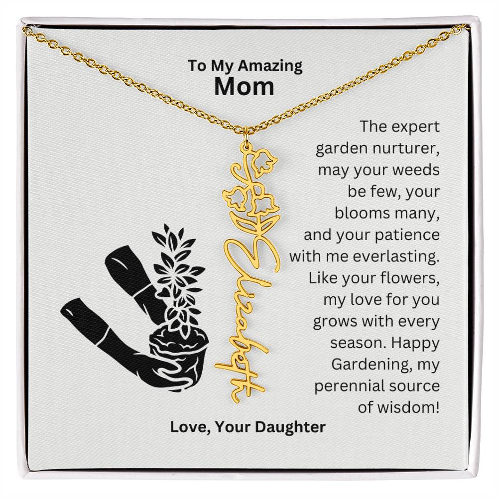 Mom - My love For You Grows With Every Season Flower Name Necklace
