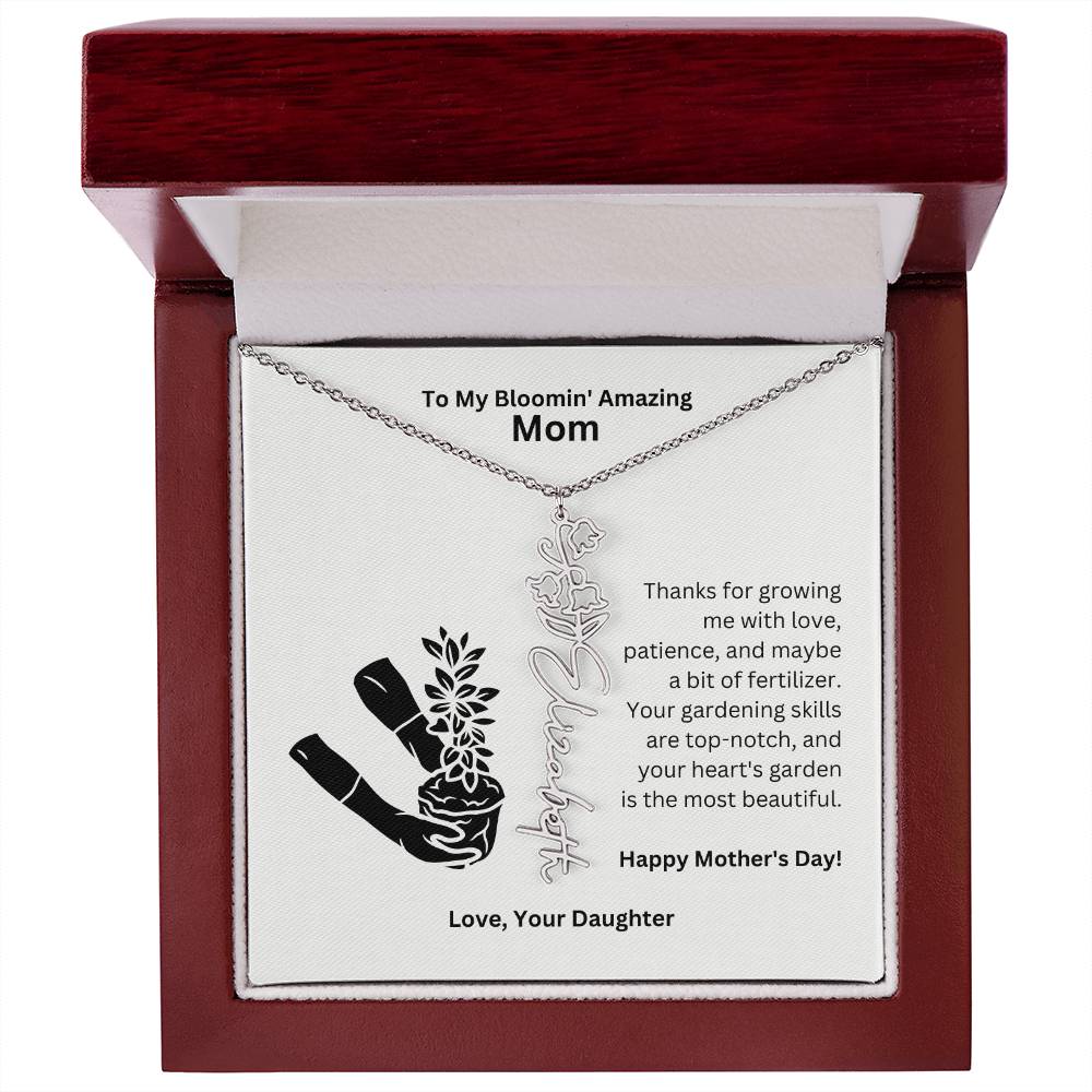 Mom - Growing Me With Love Flower Name Necklace