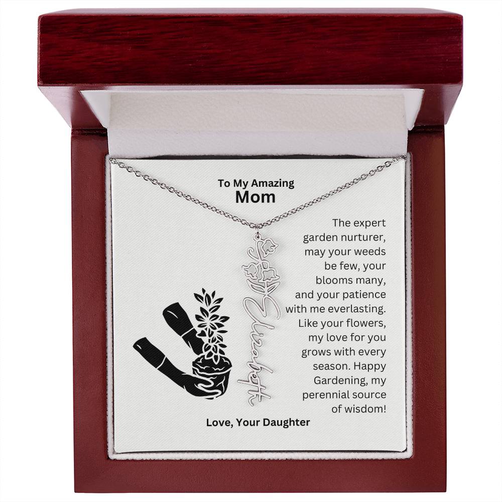 Mom - My love For You Grows With Every Season Flower Name Necklace