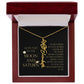 Love You To Moon and Saturn - Words Falter, My Heart Speaks Volume Flower Name Necklace