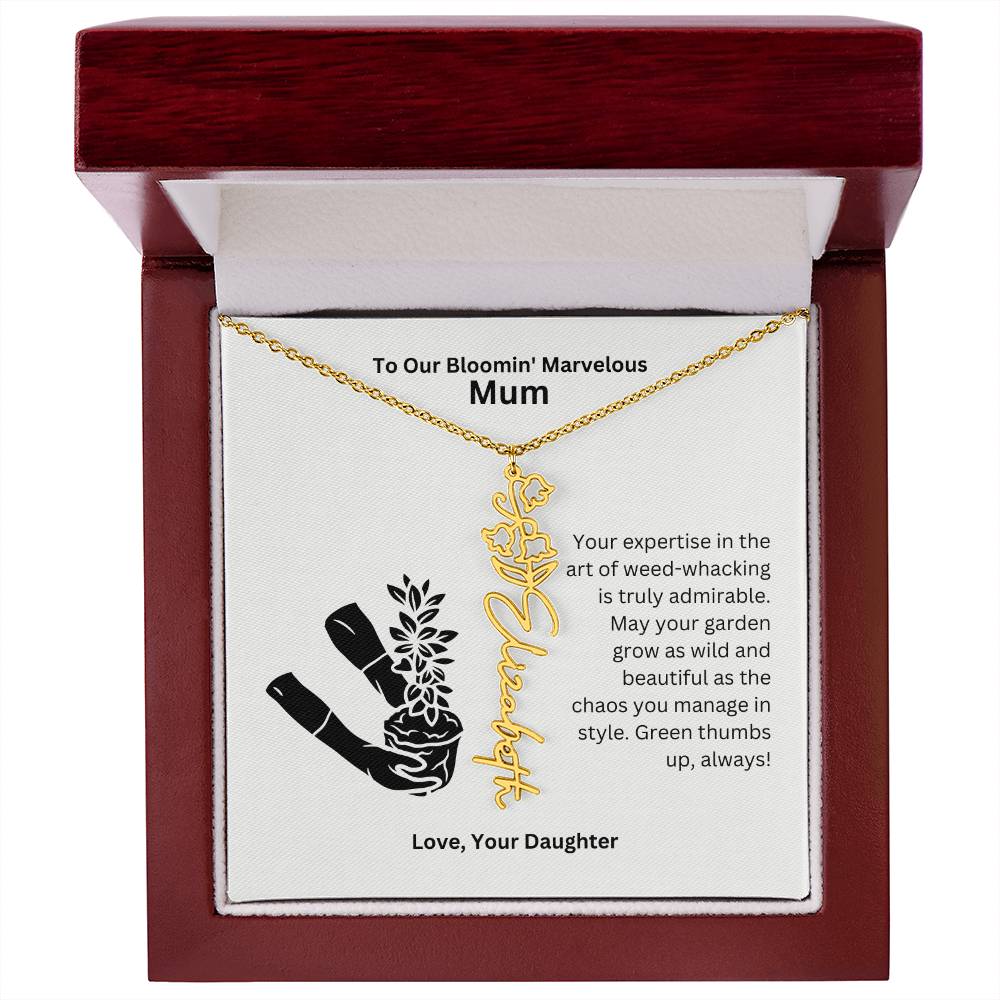 Mum - Garden Grow As Wild Flower Name Necklace