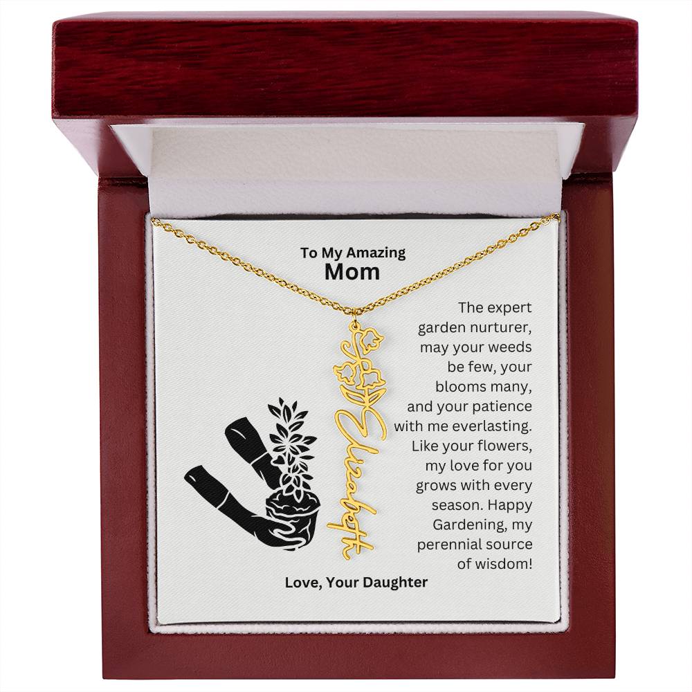 Mom - My love For You Grows With Every Season Flower Name Necklace
