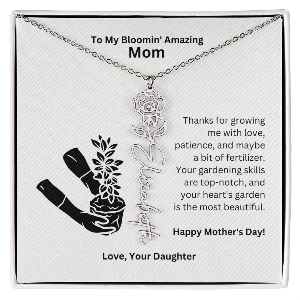 Mom - Growing Me With Love Flower Name Necklace