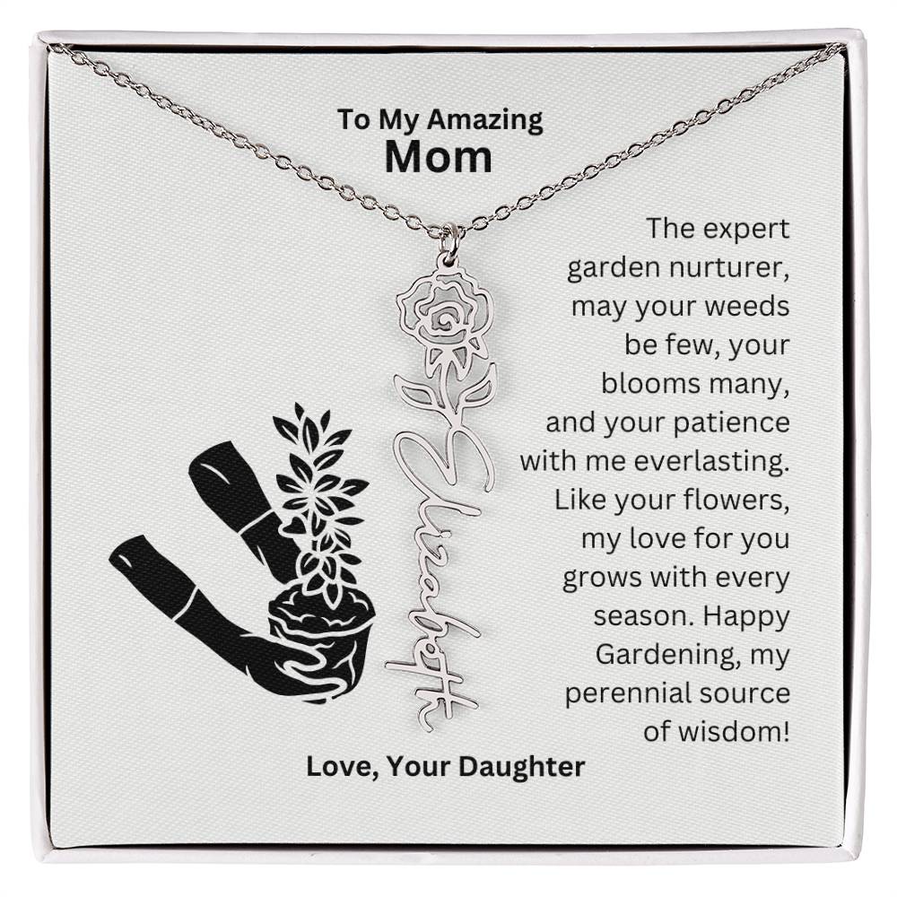 Mom - My love For You Grows With Every Season Flower Name Necklace