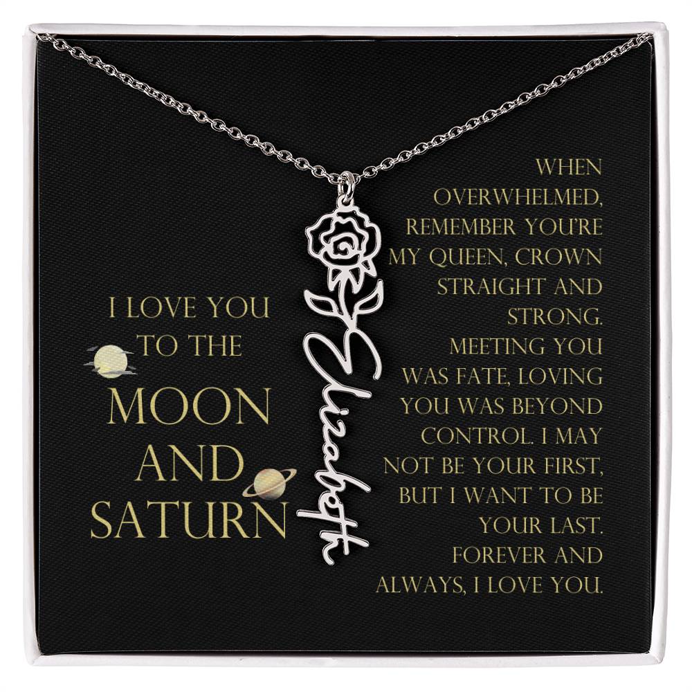 Love You To Moon and Saturn - Be Your Last Flower Name Necklace