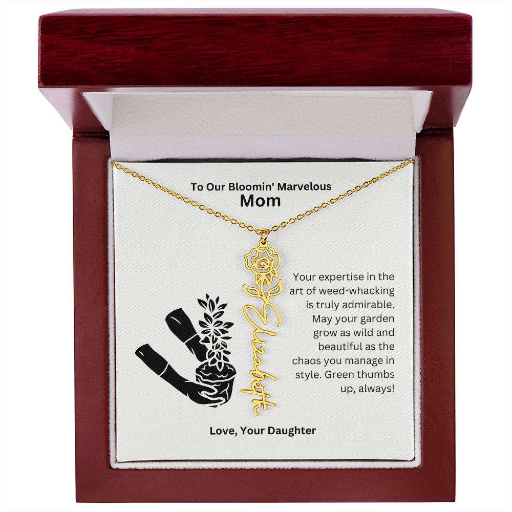 Mom - Garden Grow As Wild Flower Name Necklace