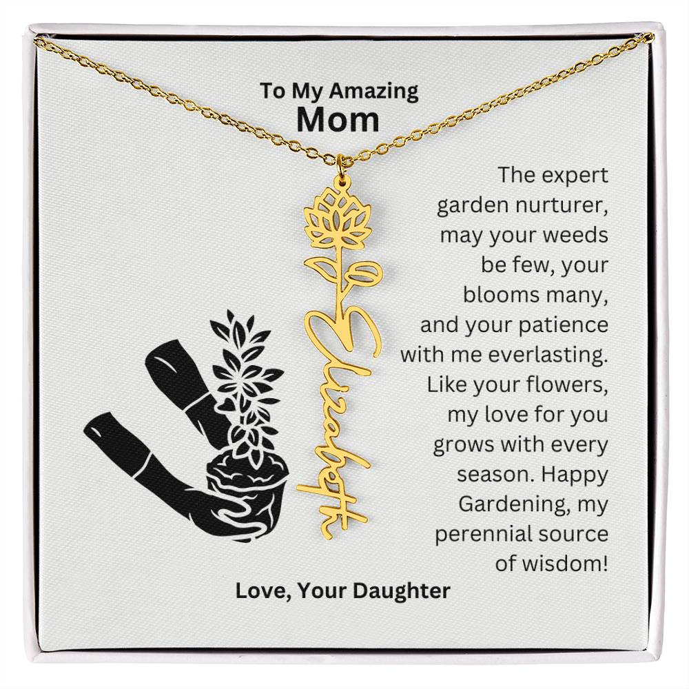 Mom - My love For You Grows With Every Season Flower Name Necklace