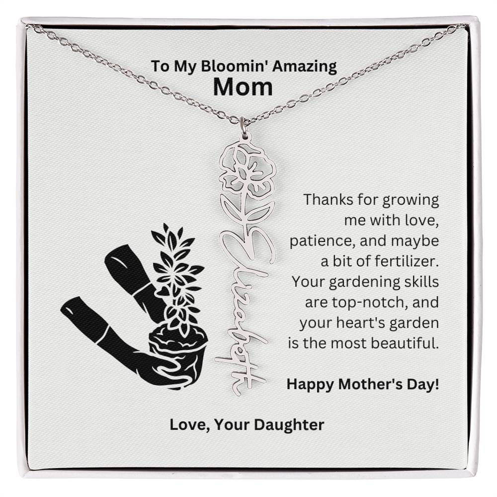 Mom - Growing Me With Love Flower Name Necklace