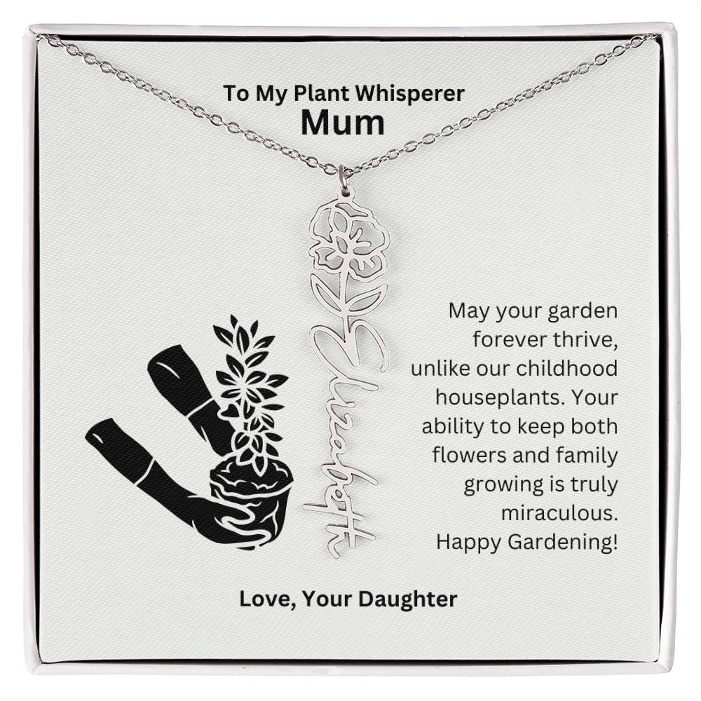 Mum - Keep Both Flowers and Family Growing Flower Name Necklace