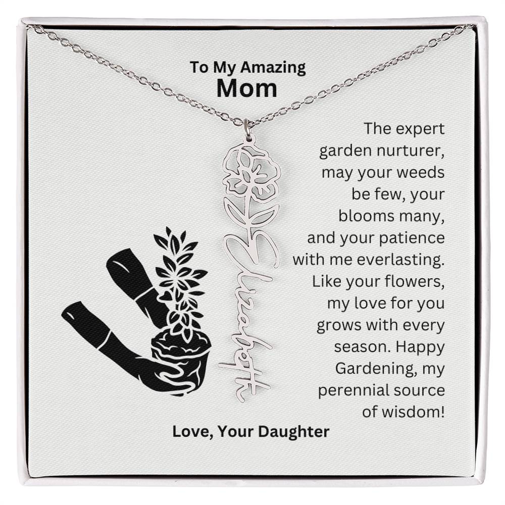 Mom - My love For You Grows With Every Season Flower Name Necklace